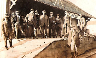 Group of sportsmen gathered at Stonecliffe